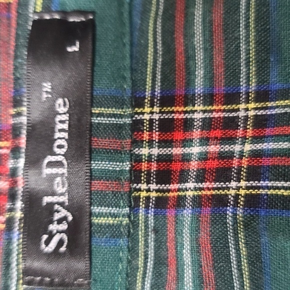 Style Dome Womens Green Plaid Tunic/Shirt Dress Buttons Size L EUC - Picture 5 of 7